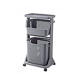 GZHERVICES Multifunktionaler Regalkorb für das Bad, 2/3 Tier Rolling Wäschewagen, Großer Abnehmbarer Wäschekorb Rolling Sorter Cart Hamper, Offenes Design, Farbe : Weiß, Größe : 43x33x