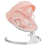 COSTWAY elektrische Babywippe mit 5 Schaukelposition Fernbedienung, Timing- & Bluetoothfunktion, Babyschaukel mit Musik, Spielzeug, abnehmbares Moskitonetz & Verdeck (Rosa)