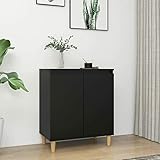 BULANED Sideboard, Schlafzimmer Kommode, Komodenschrank, Küchenschrank, Commode, Flurkommode, Schrank, Schlafzimmerkommode, mit Massivholz-Beinen Schwarz 60x35x70 cm