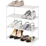 Acegozt stapelbare 4-Tier kleine Schuhregal, leichtes Schuhregal, Aufbewahrungs-Organizer für Eingangsbereich, Flur und Schrank (SK-4W)