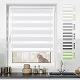 BondFree Doppelrollo Klemmfix ohne Bohren Duo Rollos für Fenster ohne Bohren & mit Bohren Weiß 80x200cm Sonnenschutz Klemmrollo Fensterrollo Zebrarollo Seitenzugrollo