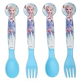 damaloo Eiskönigin Kinderbesteck Plastik Gabel und Löffel - Kinder Besteckset wiederverwendbar - ELSA Besteck Kinder Besteck Baby - Kinderbesteck Frozen