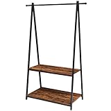 IBUYKE Garderobenständer, Kleiderständer mit Kleiderstange, 103x45x150 cm, Industrie-Design, Garderobe 2 Ablagen, für Schuhe, Hüte, Schals, Flur Wohnzimmer, Gästezimmer, Schlafzimmer, Büro TMJ082H