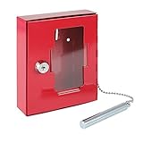 HMF 1021-03 Notschlüsselkasten mit Glasbruchhammer 15,0 x 12,0 x 4,0 cm, RAL 3002 rot