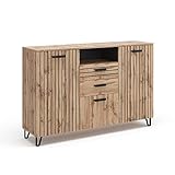 Vicco Sideboard Wohnwand Kommode Amber Eiche 150x100 cm modern Wohnzimmer Schrank Anrichte Mehrzweckschrank Schlafzimmerschrank Ablage Schrankschublade Schranktür Schrankfach Aufbewahrung