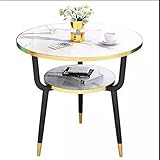 Couchtisch Runder Esstisch mit Ablagefläche, moderner Küchentisch for 2-3 Personen, Beistelltisch mit HDF-Tischplatte und Metallbeinen, Couchtisch for Café/Bar, Küche, Esszimmer, Büro Kaffeetisch Beis