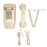 Retro-Wandtelefon, Wandtelefone für Festnetz, Vintage-Telefon, Wasserdicht, Dekoratives Schnurgebundenes Telefon mit Lautstärkeregler für Zuhause, Bar, Badezimmer, Beige