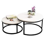 ANIFM Beistelltische für Wohnzimmer und Schlafzimmer, modernes 2er-Set, Satztische, Moderne runde Couchtische, Beistelltisch aus Holz, Nachttisch, weißes Feito NA China Comfortable Anniversary