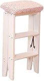 Klappleiter Hocker Stuhl Holz Fußhocker Erwachsene Trittleiter Tragbare Schuhbank Blumenregal, Innenküche Badezimmer (Color : Pink) (Pink)