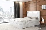 Generisch Boxspringbett LENDIS - Pocket-Matraze, Topper Farbwahl (180 x 200, Weiß (Kunstleder))