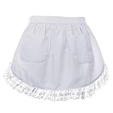 aspire Schürze Damen Vintage Kellnerschürze Weiß Halbschürze für Maid Cosplay