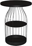 Nachttisch aus Schmiedeeisen für Schlafzimmer, kleiner runder Nachttisch, einfache Installation, Sofa-Beistelltisch im nordischen Stil, Nachttisch aus Steinbrett, 3 Aufbewahrungsebenen (Größe: 40 x 40
