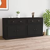 ZEYUAN Sideboards 2 STK Kommode Schlafzimmer, Schlafzimmer Möbel, Komodenschrank, Esszimmer Schrank, Büromöbel, Buffetschrank, Schwarz Holzwerkstoff