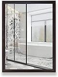 JUNZAI Wandmontierter Kosmetikspiegel, Wandspiegel, klassischer Badezimmerspiegel mit Holzrahmen, großer rechteckiger Kosmetikspiegel für Schlafzimmer, Wohnzimmer, Flur, Braun (Größe: 40 x 60 c