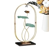 Metall-Lotus-Dekor,Modernes Blumenornament aus goldenem Eisen mit Kristallsockel | Ästhetische Kunstdekoration aus Eisen für Wohnzimmer, Schlafzimmer, Büros und Heimdekoration Pomrone