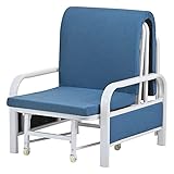 Tomile Schlafsofa Schlafsessel für eine Person, Indoor-Liegen, umwandelbare Chaiselongue, klappbarer 2-in-1-Sofasessel mit Kissen, gepolsterter Lazy Bed Leisure Recliner für das Home Office(Blue)