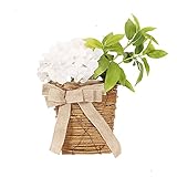 UOWEG New Hortensie Korb Wandbehang Kranz Simulation Rattan Korb Tür Korb Tür hängende Dekoration Weidenkranz 50 cm Hängen (White, One Size)