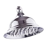 8 Zoll runder Regenduschkopf aus Gold, Roségold, Chrom, Antik, Schwarz, Badezimmer aus massivem Messing und Kupfer (Color : Chrome)