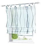 BAILEY JO Voile Raffrollo mit Wellen Druck Design Rollos Schlaufen Transparent Vorhang (BxH 100x140cm, grau)