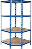 Callidus Baumarkt Eckregal für 60 cm Tiefe Regale | ✓ 179x90x90x60cm | ✓ blau | ✓ 4 Böden je max. 175 kg Tragkraft | ✓ Schwerlastregal Metallregal Lagerregal Kellerregal Werkstattregal