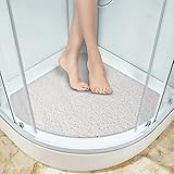 Eck-Duschmatte, rutschfeste Anti-Schimmel-Badematte 60x60 cm, Luffa-Duschmatten für Innendusche, Sektor-Badematten mit Ablauf, schnell trocknende Badematte für Badezimmerboden, ältere Menschen (weiß)