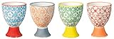 Bloomingville Eierbecher Carla Express Retro Ø 5 x H 7 cm, rot blau grün orange, Keramik, 4er Set