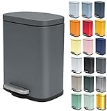 Spirella Kosmetikeimer 5 Liter Edelstahl mit Absenkautomatik und Inneneimer Akira Badezimmer Mülleimer Softclose Abfalleimer grau matt