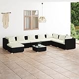 ZEYUAN 9-TLG. Garten-Lounge-Set mit Kissen, Gartenlounge Set, Lounge Gartenmöbel Set, Loungemöbel, Möbelsets, Garten Möbel, Balkon Möbel, Poly Rattan Schwarz