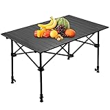 Night Cat Campingtisch Klapptisch Beistelltisch mit Aluminium Tischplatte für Tragbare Outdoor Falttisch Verstellbare Höhe 50-95cm für Camping Angel Garten 75kg