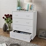Kommode mit 4 Schubladen mit Griffen, 4 Schubladen im minimalistischen Stil, modern, Spanplatte + MDF, 60 x 30,5 x 71 cm (B x T x H), Weiß