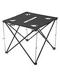 Kirkjubøur® Solkatt Faltbarer Campingtisch Klapptisch 58x58 x51 cm mit Getränkehalter für Picknick Camping Reisen (Schwarz)