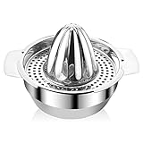 Relota Zitronenpresse Edelstahl, Zitruspresse Manuell mit Behälter 300ml Stark Robust Profiqualität Spülmaschinengeeignet, Zitronen Entsafter für Zitronen Orange Grapfruit und Zitrusfrüchte