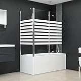 RONGQI Duschabtrennung, Duschwand, Badewannenaufsatz, Duschwand Für Badewanne, Badewanne Wand, Glaswand Badewanne, Badewanne Duschwand, 120x68x130 cm Hartglas Streifen