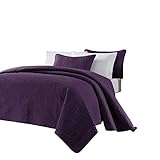 Chezmoi Collection Austin 3-teiliges Tagesdecken-Set, Übergröße, Kingsize, Violett