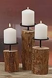 3er-Set Kerzenleuchter Kerzenständer 'Tempe' Holz - H14/18,5/23,5cm