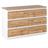 MRBLS Kommode mit 6 Schubladen Sideboard Schubladenschrank Kleiderschrank Modern Möbel mit Schubladen für Ihr Schlafzimmer (Weiß Matt - Wotan) – 100 x 71,5 x 33,5 cm (B/H/T)