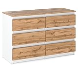 MRBLS Kommode mit 6 Schubladen Sideboard Schubladenschrank Kleiderschrank Modern Möbel mit Schubladen für Ihr Schlafzimmer (Weiß Matt - Wotan) – 100 x 71,5 x 33,5 cm (B/H/T)