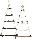 infactory Deko Weihnachtsbaum Holz: 2er-Set Deko-Holzleitern, je 30 LEDs,Weihnachtsbaum-Form zum Aufhängen (Deko Holzleiter Tannenbaum)