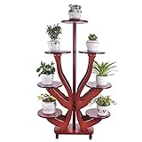 SWEGN Blumenregal, Blumenständer, 7-stufiges Regal, mehrstöckiger Holzrahmen im Wohnzimmer, Balkon-Blumentopf-Arrangement, weißes Huajia (Farbe: Kastanienbraun)