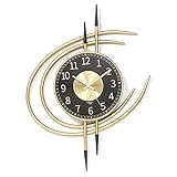 LANMOU Wanduhr Leise Ohne Tickgeräusche Groß 54cm Wanduhr Modern Gold und Schwarz Wanduhren aus Metall Batterie Betriebene Wanduhren für Wohnzimmer Schlafzimmer Office Deko