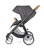 Gesslein 860000 Kinderwagen Set Smiloo Fun mit Wanne, Sportwagen, Buggy, Große Räder, Air+ EVA-/ Luftreifen, Kunstledergriffe cognac, phantom grau meliert, 440110860000