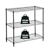 Actask 3 Regal Lagerregal, Schwerlastregal mit Höhenverstellbaren Rack und Verstellbaren Nivellierfüßen Klein Standregal Metallregal auf Küche Keller Badezimmer Abstellraum Max Gewicht 204 KG, Schwarz