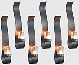 Novaliv 6X Wandkerzenhalter aus Metall mit Glas 10 x 34,5 x 5,2 cm Schwarz Kerzenhalter Teelichterhalter Wohnzimmer Dekoration Wanddeko Kerzen Vintage Deko Teelicht Wandhalter