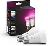 Philips Hue White & Color Ambiance E27 Doppelpack 2x806lm, dimmbar, bis zu 16 Mio. Farben, steuerbar via App, kompatibel mit Amazon Alexa (Echo, Echo Dot)