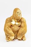 Kare 61446 Design Deko Figur Side Medium Gold, kleine Form eines Gorillas, ausgefallene Wohnzimmer Dekoration, Dekofigur Gorilla, Dekoobjekt AFFE (H/B/T) 38,5x30x28cm