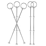 Nsiwem 5 Set Etageren Stangen Set Mittellochausstech Silber(Platte Nicht enthalten) Metallstangen Etagere Bausatz Stangen für 2 bis 3 stufige Etagere Tortenständer(Round)