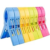8 Stück Bunte Strandtuch Clips, große Kunststoff Wäscheklammern für Sonnenliegen, Decken, Poolstühle, Kreuzfahrt. Halten Sie Ihr Handtuch Davon ab, wegzublasen, 4 helle Farben