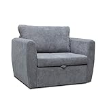 mb-moebel Sofa Sessel mit Schlaffunktion Schlafsessel Gästebett Klappsofa Bettfunktion mit Bettkasten Couch Sofagarnitur Salon Jugendzimmer SARA (dunkelgrau)