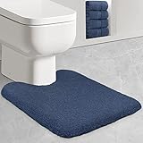 ZARCKER WC Vorleger mit Ausschnitt 50 x 60cm WC Teppich, rutschfest Toilette Vorleger Weiches Klovorleger Toiletten Badematte Mikrofaser Badteppiche für WC - Navy blau