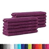 BaSaTex 10er Pack Frottee Gästetücher Set 30x50, Gästetuch aus 100% Baumwolle Öko-Tex Made in Green, Farbe Lila